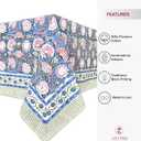 ATOSII Clover Pink 100% Cotton Fall Tablecloth, Handblock Print Rectangle Table Cover for Kitchen Dining Linen I Parties, Weddings, Outdoors, Easter Table Cloth Decor 60 X 90 Inches I 6 Seater
