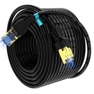 Cat 8 Ethernet Cable 150FT,High Speed 40Gbps,2000Mhz,26AWG,Gold Plated RJ45 Connector,for Outdoor&Indoor,for/PC/Modem/Router/Gaming,Faster Than Cat7/Cat6/Cat5