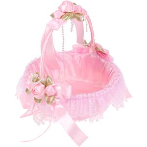 Amosfun Flower Girl Basket Wedding Basket with Handle Flower Storage for Wedding Party Supplies