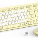 Wireless Keyboard and Mouse Combo, Full-Sized Wireless Keyboard and Adjustable DPI Mouse, 2.4GHz USB Receiver, Silent Keyboard and Mouse for PC, Windows, MAC, Desktop, Laptop (Canary Yellow-B)