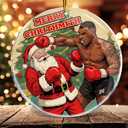 2 x Merry Chrithmith - Santa Funny Boxing - Christmas Ornaments - Christmas Decorations - 3.6 in Acrylic - Funny Gag Gifts - White Elephant - Stocking Stuffers