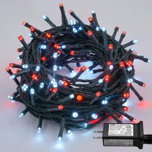 YEGUO 66ft 200 LED Christmas Lights Outdoor Waterproof, 8 Modes Purple String Lights Plug in, Green Wire Twinkle Tree Lights Indoor with Timer Memory (Red and White)