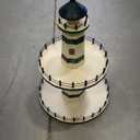 SAILINGSTORY Lighthouse Tiered Tray Stand Nautical Coastal Beach Decor Summer Tiered Tray Decor Teal Color