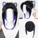 Shinobu Cosplay Wig with Butterfly Clips Cosplay Wig with Ponytail Anime Wig with Wig Cap for Theme Party, Cosplay ShowHalloween(Black & Purple)
