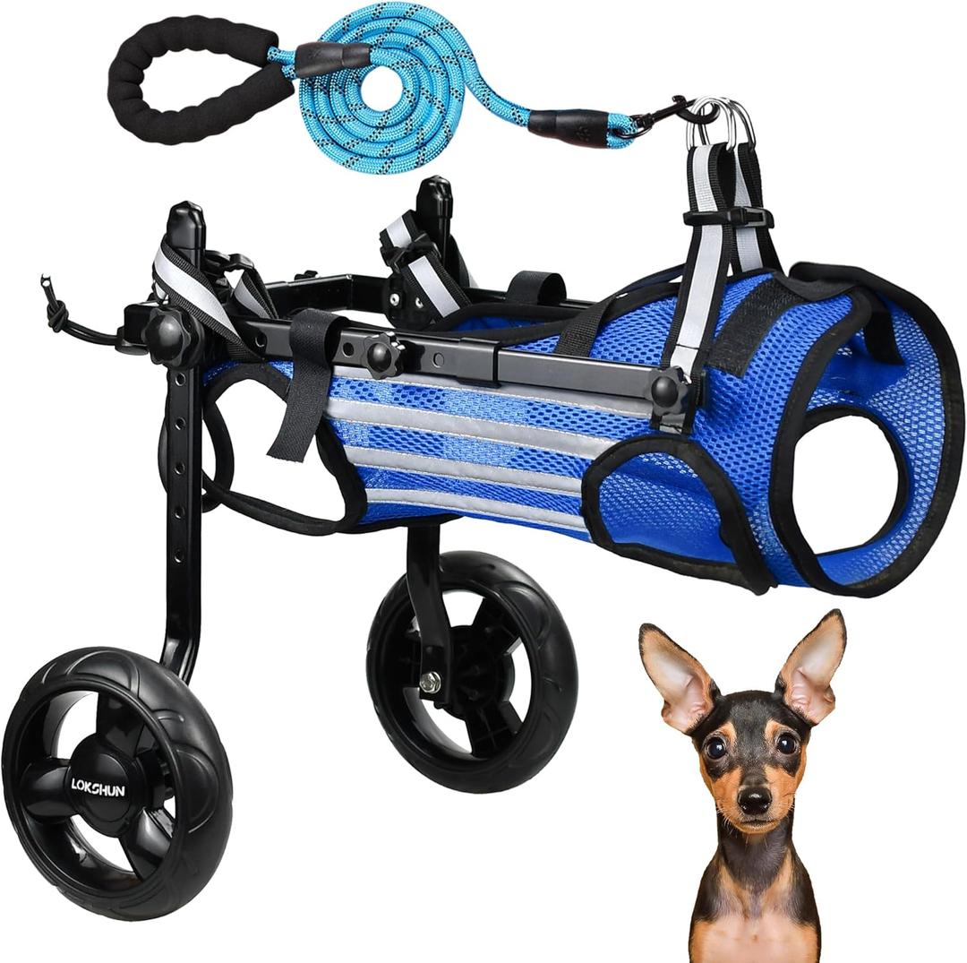 2024 Upgraded Dog Wheelchair for Back Legs Small Wheelchair for Dogs with Disabled Hind Legs Walking Adjustable Dog Carts with Wheels (XS)