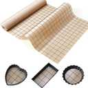 Silicone Baking Mat Roll 16IN*5FT Free Cutting, Non-Slip Pastry Mat, Non-Stick Reusable Air Fryer Liner, Oven Liners, Counter Mat, Freeze Dryer Mat, Easily Cut to Size Fit All Ovens Pans Tins Dishes (60"L x 16"W, Beige Black Line)