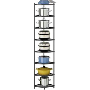 Kitchen Corner Shelf Rack, Multi-layer Pot Rack Storage Organizer Metal Shelves Holder (8 Tier)