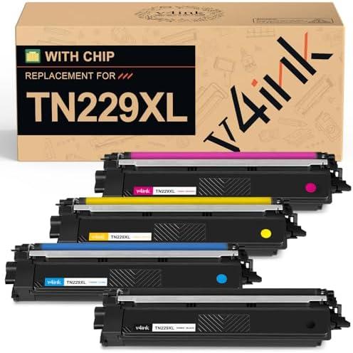 TN229XL TN229 XL High Yield Toner Cartridge Compatible Replacement for Brother TN229XL TN-229XL Use in HL-L3220CDW L3280CDW L3300CDW MFC-L3720CDW MFC-L3780CDW L3765CDW Printer (TN229XLBK/C/M/Y-4 Pack)