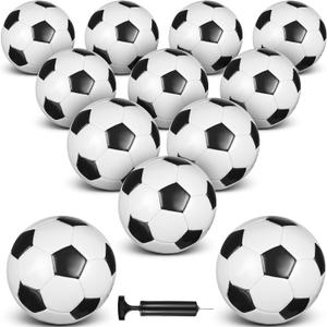 HyDren 12 Packs Soccer Ball with Pump Official Size Soccer Ball for Indoor Outside Training Practice Sport Gift Charity Donation Back to School(Size 3,Black, White)
