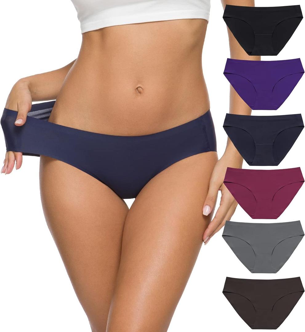 ALTHEANRAY Womens Seamless Hipster Underwear No Show Panties Soft Stretch Bikini Underwears Multi-Pack (Large, Color9)