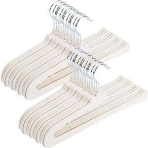 Velvet Pants Hangers - 32 Pack White Non Slip Open Ended Hanger with 360 Swivel Hook - Closet Space Saving Hanger for Heavy Pants, Jeans, Trousers, Scarf