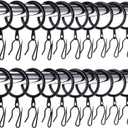Hotop 60 Pieces 1.26 Inch Metal Drapery Curtain Rings Curtain Hanging Rings and 60 Pieces Metal Drapery Pin Hooks for Drapes Window Door Shower (Black)