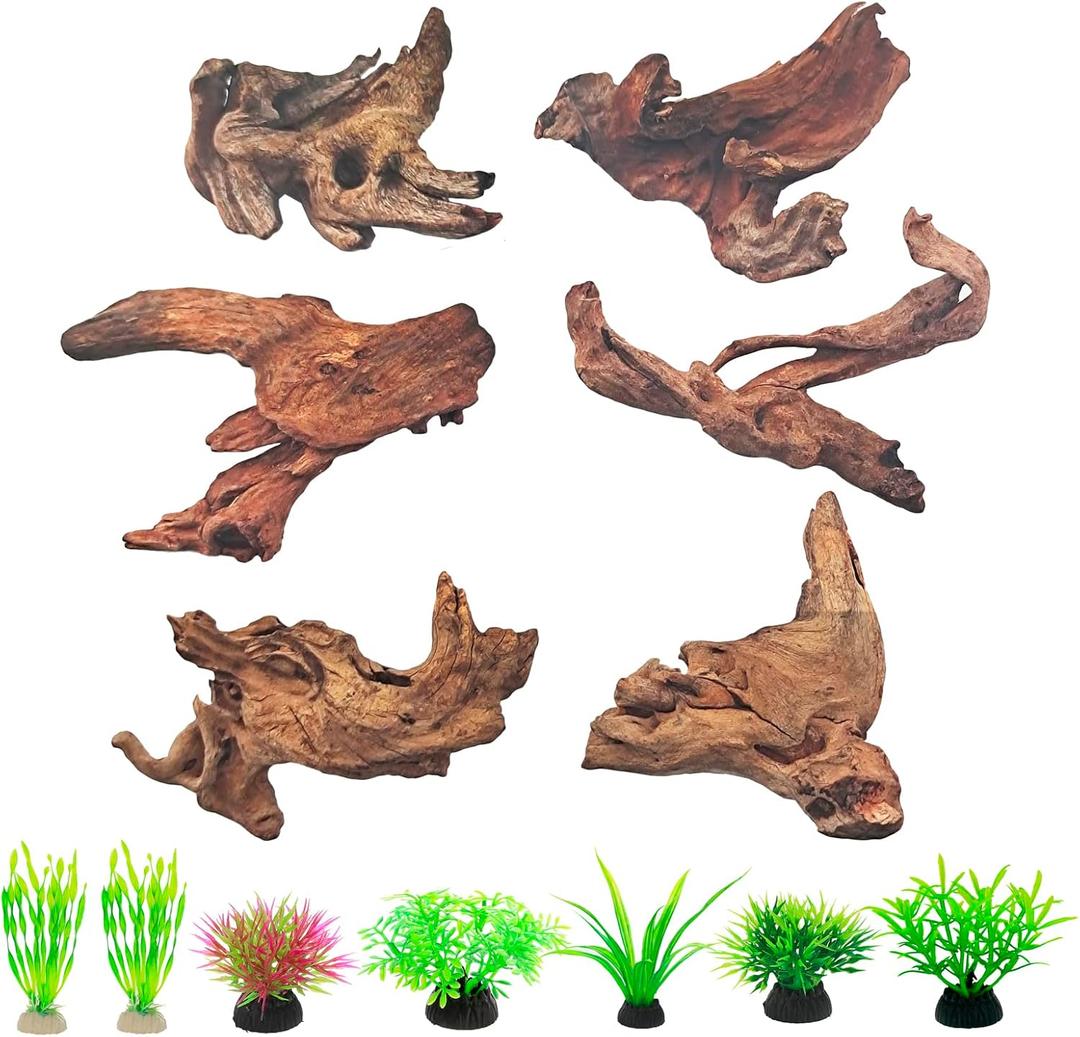 Natural Driftwood Decor for Aquarium Decorations Reptile Tank Accessories, Assorted Wood Branches Decorations on Reptile Fish Tank 2-10" 2 Pcs/4 Pcs/ 5 Pcs/ 6 Pcs (Pack of 6 (2 to 4 Inch)
