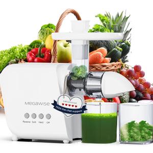 MegaWise Pro 2025 Updated Slow Masticating Juicer, 95% Juice Yield, 2-Speed & 9-Segment Spiral Cold Press, for Vegetables Fruits Nuts, Enhanced Nutrition Better Taste