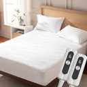 Heated Mattress Pad California King, Quilted Electric Mattress Pad Bed Warmer with Dual Controllers, 6 Heat Settings 10-Hour Auto Off, 17 Inch Deep Pocket, Machine Washable, White