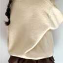BEAUDRM Girl's Star Graphic Sweaters Cute Crew Neck Long Sleeve Knitted Pullover Jumper Tops (Beige), Size 11 years