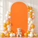 7.2FT Orange Arch Backdrop Cover,Spandex Fitted Wedding Arch Stand Covers Round Top Chiara Arch Covers Stretchy Backdrop for Birthday Party Ceremony Banquet Decoration