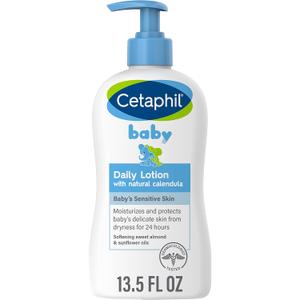 Cetaphil Baby Daily Lotion with Organic Calendula, 13.5 Fl oz, Vitamin E, Sweet Almond & Sunflower Oils, Mineral Oil Free, Paraben Free, Dermatologist Tested, Clinically Proven for Sensitive Skin (13.5 Fl Oz (Pack of 1))