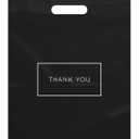 Purple Q Crafts Die Cut Plastic Shopping Bags with Thank You Logo 12" x 15" Boutique Bags with Handles 100 Pack for Merchandise, Gifts, Trade Shows and More