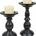 Earl Diamond Matte Black Pillar Candle Holders Set of 2, Vintage Iron Candle Holder for Table Centerpiece, Fireplace Decor, Dining and Living Room Decoration, Applicable to Pillar Candles