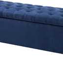 Madison Park Entryway Accent Bench for Living Room Flip Top Storage Chest, Shandra Tufted Top Upholstered Storage Bench End of Bed for Bedroom Furniture, Indoor Seating, 49"Wide, Navy