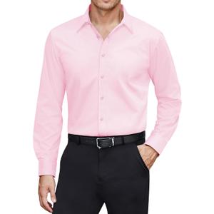 J.VER Men's Dress Shirts Stretch Stain Shield Long Sleeve Solid Formal Shirt Business Casual Button Down Shirts, XL