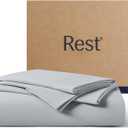 REST Evercool+ Starter Sheet Set, Full, Light Gray, Breathable Bed Sheet for Hot Sleeper and Night Sweats, with Pillowcases, Ionic+ Self-Cleaning Silver Yarn for Sensitive Skin, 3PCS No Flat Sheet
