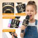 Amazmic Kids Karaoke Microphone Machine Toy Bluetooth Microphone Portable Wireless Karaoke Machine Handheld with LED Lights, Gift for Children Adults Birthday Party, Home KTV(Black Gold)