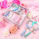 2 x Sureio Breast Cancer Awareness Party Favors for Women Beaded Bracelet Pink Ribbon for Charity Fundraiser Inspirational Gifts (Multicolor)