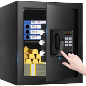 2.3 Cuft Fire Proof Safe for Home Documents Use, Small Home Safes Water and Fireproof with Digital Keypad and Spare Key, Removable Shelf, Steel Personal Fireproof Safety Box for Documents Cash, Money