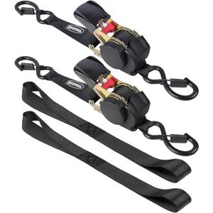 EXVITAL Retractable Ratchet Straps Havy Duty 1200lbs Break Strength Retractable tie Down Straps Auto self retracting Ratchet Straps for Truck, Cargo Trailer, Motorcycle,112ft Black