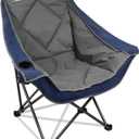 CAMPHILL Folding Camping Chair,Oversized Portable Camping Chair with Cup Holder,Heavy Duty Padded Lawn Chair for Camping, Tailgates, Beach, and Sports (Blue)