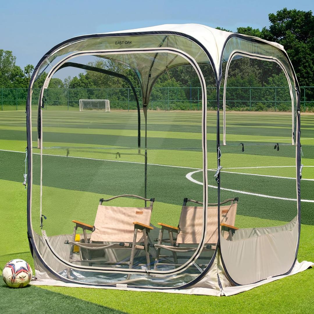 East Oak Weather Sports Tent for Fishing, Sports Events | Pop Up Bubble Tent Instant Sun & Rain Shelter | No Condensation, Spacious Interior, Ultra Visibility | All Weather Protection | 4 x 4 FT