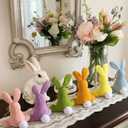 Thyle 6 Pcs Easter Plush Bunny Stuffed Animal Bulk 7.8 Inch Fluffy Multicolored Rabbit Decorations Cute Easter Basket Stuffers for Adults Spring Home Wedding Birthday Party Favors