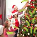 2 x 12 Pcs Green Furry Christmas Tree Picks, 17 Inch Christmas Tree Topper Decorations, Red Green Tree Ornaments for Christmas Picks Furry, Suitable for Indoor Christmas Home Wreath Decorations