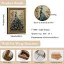 Vintage Gold Framed Peacock & Poppy Canvas Wall Art-16x24 inch | Bird Floral Picture Wall Decor Poster Print Artwork for Bedroom Living Room Home Decoration