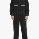 Mens Denim Work Coveralls with Hood Heavy Duty Work Jumpsuit Loose Fit Coverall Hi Viz Mechanic Jeans Overalls, M