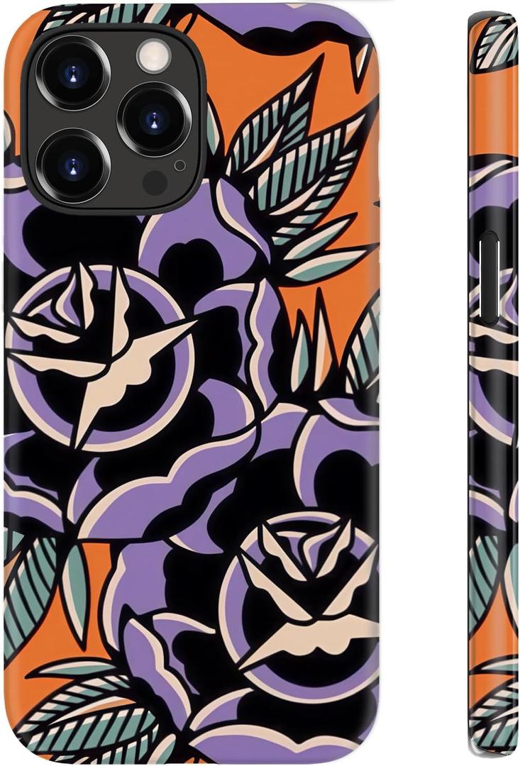 for iPhone 16 Pro Case, Cute Floral Aesthetic Cover for Women | Wireless Charging Compatible, Dual-Layer Hard Shell + Silicone, Shockproof Protective Phone Case for Girls