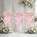 3 Pack Big Pink Bows for Coquette Room Decor, 23x11 Inch Satin Ribbon Bows, Pink Bow Decor Hanging Wall Decoration for Girl Bedroom Birthday Party Baby Shower