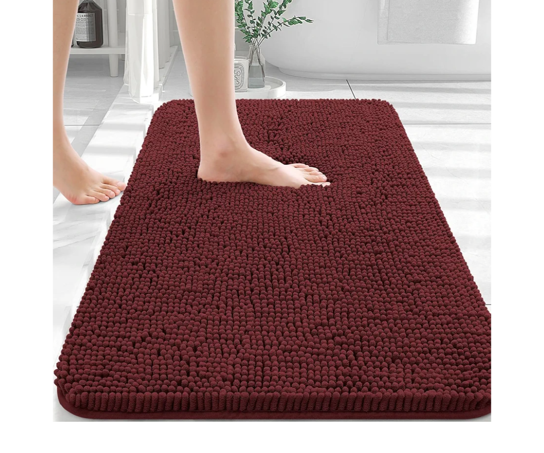 OLANLY Bathroom Rugs 30x20, Extra Soft Absorbent Chenille Bath Rugs, Rubber Backing Quick Dry, Machine Washable Bath Mats for Bathroom Floor, Tub and Shower, Home Decor Accessories, Andorra Red-Brown
