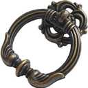 4 Pack Antique Brass Vintage Look Drawer Pulls 2.2" Diameter Single Drop Pull Ring Handles for Bar Cabinet Bathroom Cabinet Dresser (4, 2.2" Antique Brass)