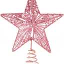 KESYOO Chritmas Glitter Star Tree Topper Exquisite Iron Star Tree Topper Ornament Metal Christmas Tree Decor for Home Bar Xmas Tree Decor(Pink)