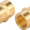 2 Pack 1/2" x 1/2" NPT Coupler, Brass Female Pipe Fitting (I.D x I.D: 3/4'' x 3/4''),1/2" NPT Female