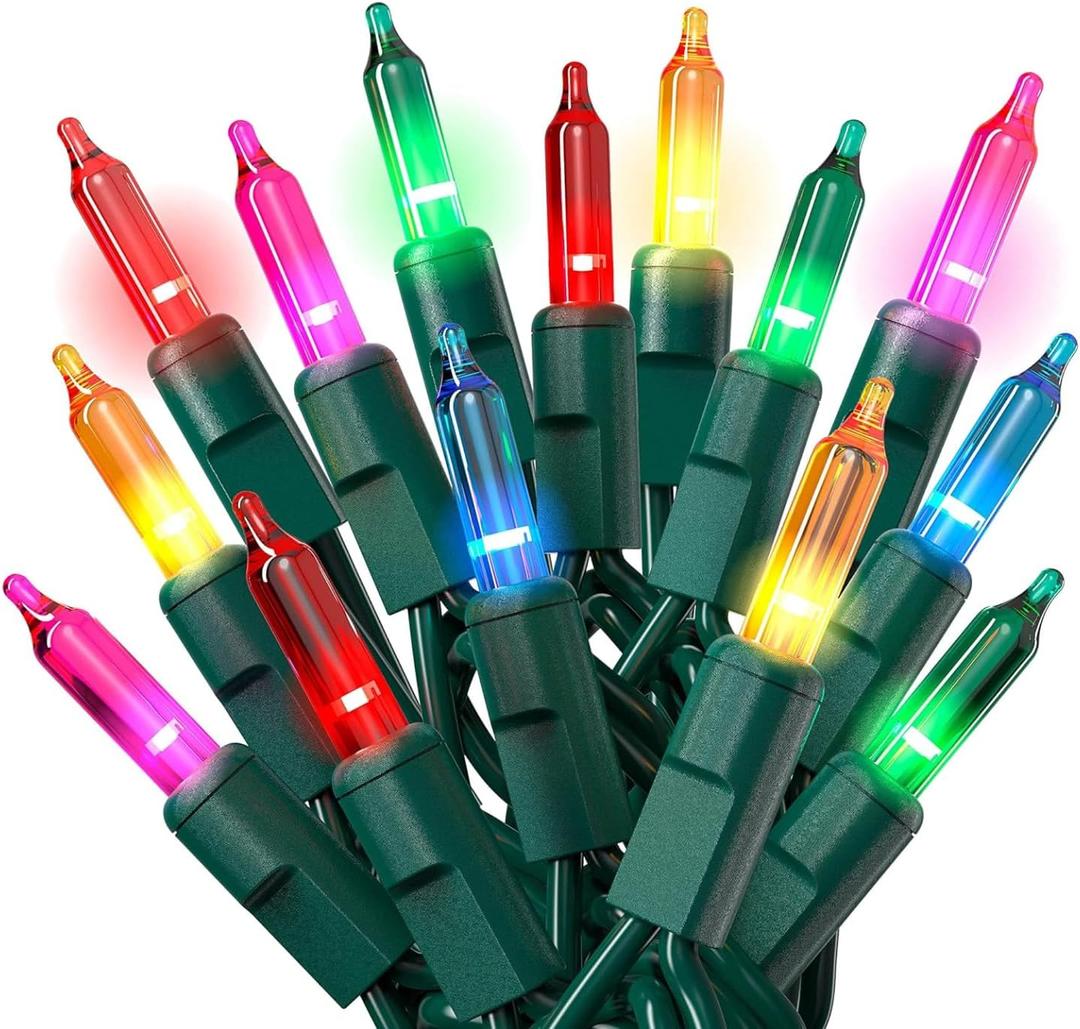 PREXTEX Christmas String with Green Wire - 100 Count, 20 Ft Multicolored Xmas Lights for Christmas Decorations Indoor and Outdoor - Warm Fairy String, Ideal for Patios, Fences, Holidays