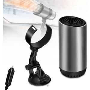 Car Heater, 2026 New 360 Rotation 12V Portable Car Heater That Plugs into Cigarette Lighter, Defroster for Car Windshield, Plug in Automobile Windscreen Fan with Suction Holder for All Cars
