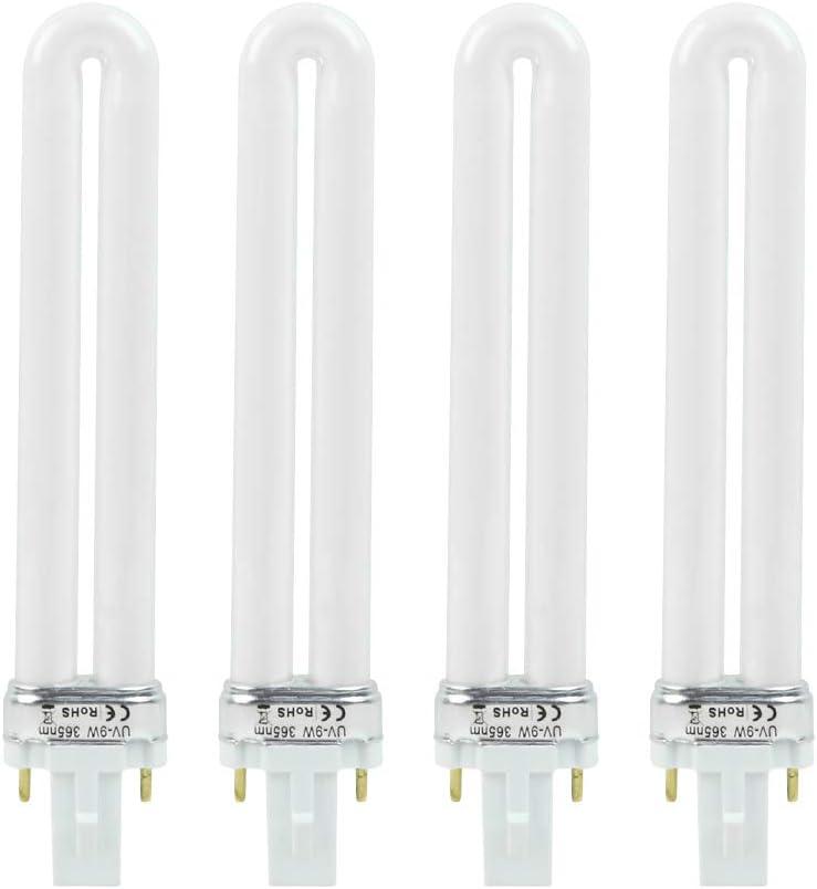 FLYPIG 4 pcs/Set Replacement UV-9W U-Shaped 365nm Light Bulb Lamp Bulb Tube for Nail Art Dryer UV Top Coat UV Builder Gel Lamp Light