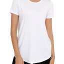 Smile Fish Women Crewneck Loose Fit Tunic Tops Short Sleeve Dressy Casual Summer Long Tee Shirts, M, White