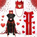Hillban Valentine's Day Dog Costume Heart Crown and Cape Cover Set Dog Queen Valentines Outfit Heart Cape Hat for Small, Medium, Large Dogs and Pets(M)