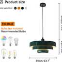 Mid Century Pendant Light Fixtures Ceiling Pendant Lighting 3-Layer Metal Shade Design Vintage Flush Mount Light for Dining Table Kitchen Island Hallway (Green)