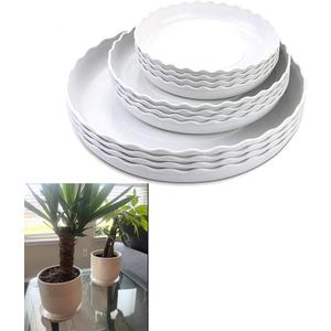 12 Packs Wave Plant Saucer - Plastic Flower Pot Drip Trays/Durable Heavy Duty White Plant Tray for Indoor and Out Door Plant(6/8/10 inch)